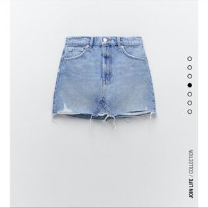 Zara high rise denim mini skirt